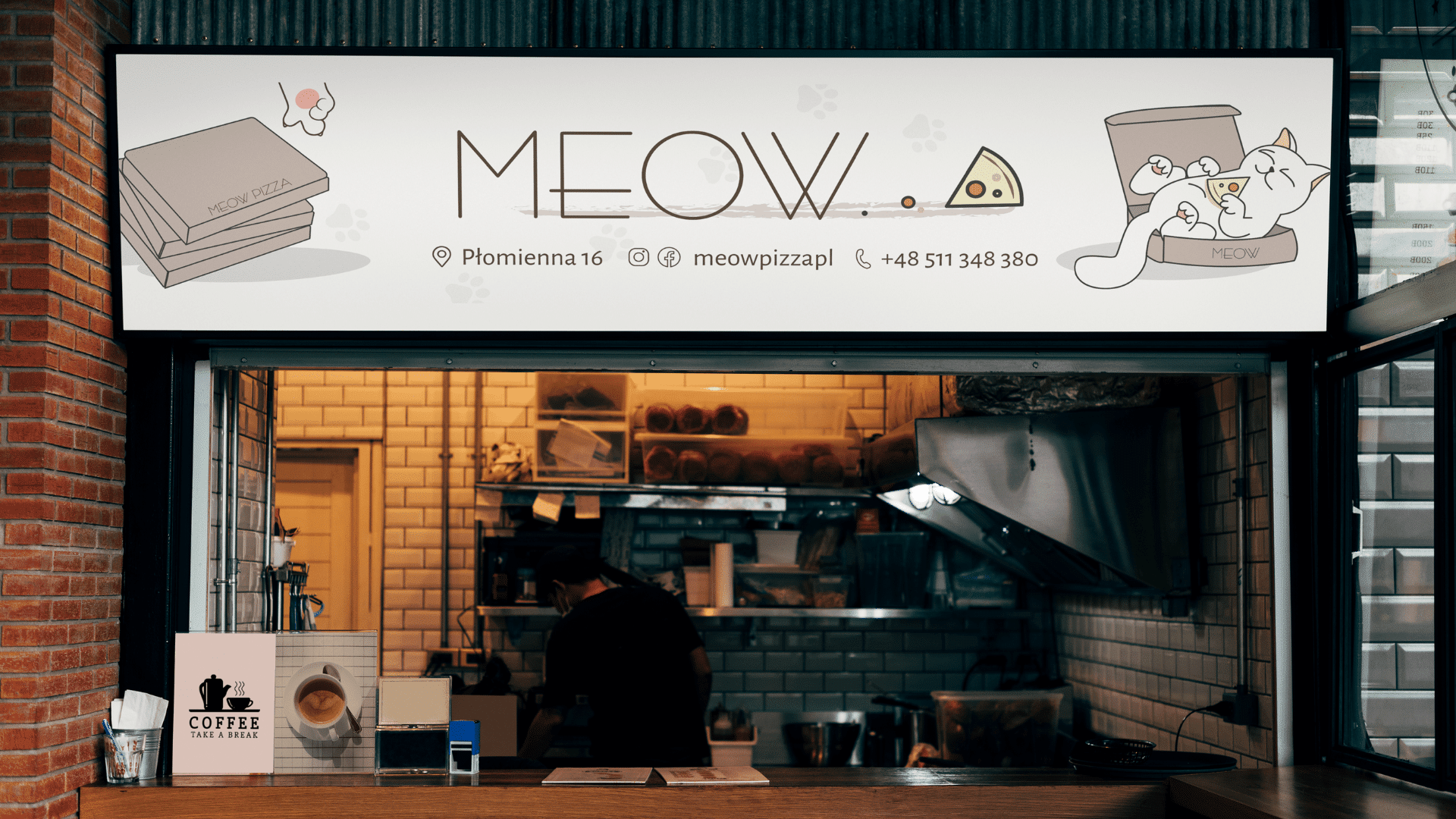 Meow Pizza Branding for restaurant
